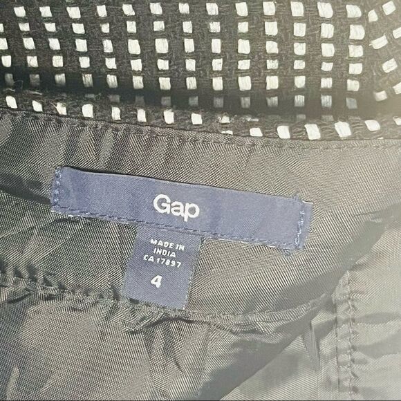 Gap wool mini skirt lined black and white checkered zipper closure size 4 - Picture 5 of 7